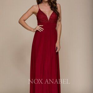 V-Neck A-Line Shape Chiffon Evening Dress NXA070